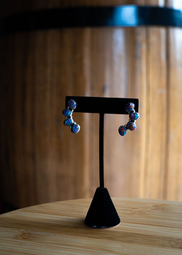 Pink Dahlia Turquoise Earrings