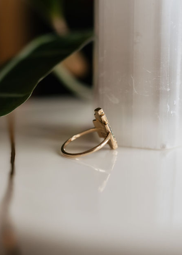 Australian Opals + Diamonds in 14k gold Ring