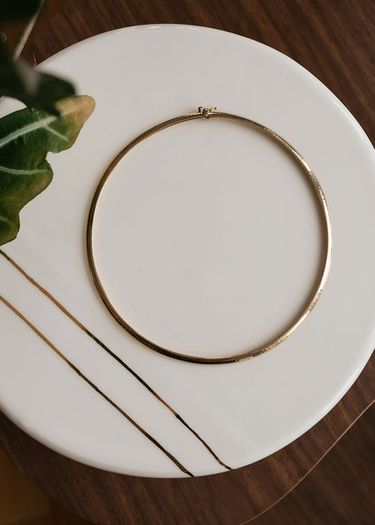 14k Gold Domed Omega 16" Necklace