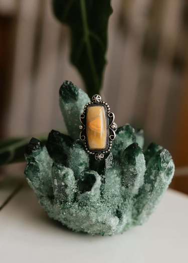 Bumble Bee Jasper Silver Ring