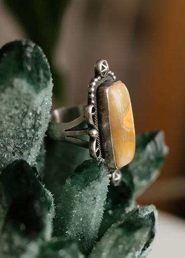 Bumble Bee Jasper Silver Ring