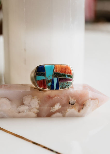 Multi-Stone Mosaic + Sterling Silver Ring