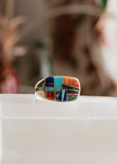 Multi-Stone Mosaic + Sterling Silver Ring