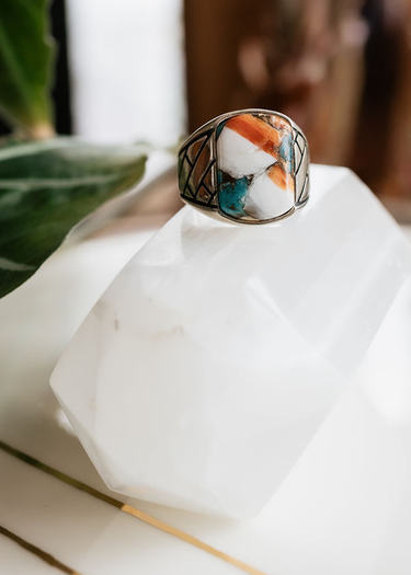 Mosaic Stone + Sterling Silver Ring