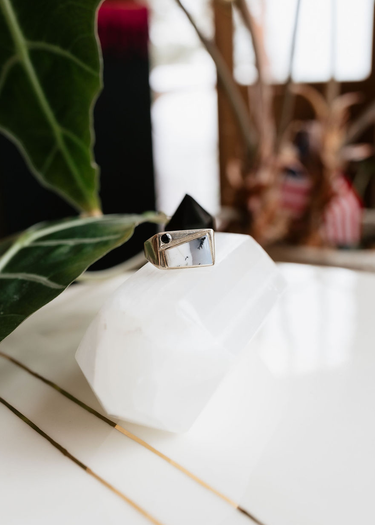 Agate + Onyx in Sterling Silver Ring