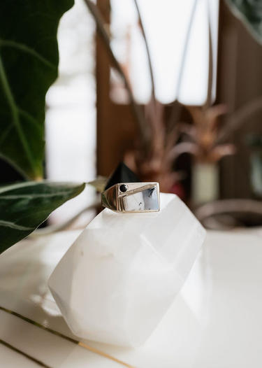 Agate + Onyx in Sterling Silver Ring