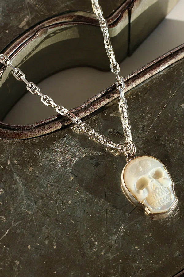 Mother of Pearl Skull Necklace