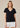 Side Slit V-Neck Tee in Black