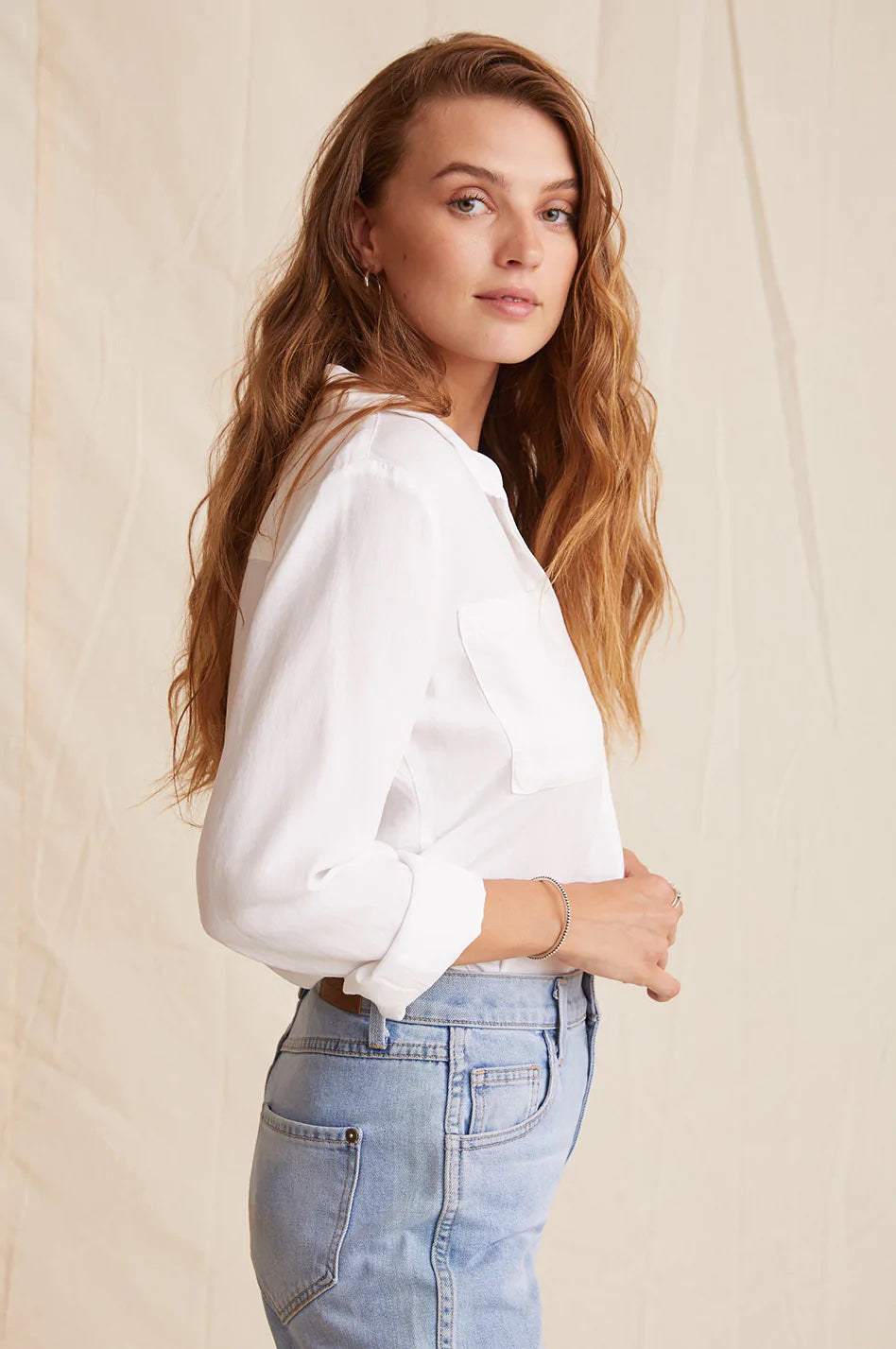Two Pocket Classic Button Down in White